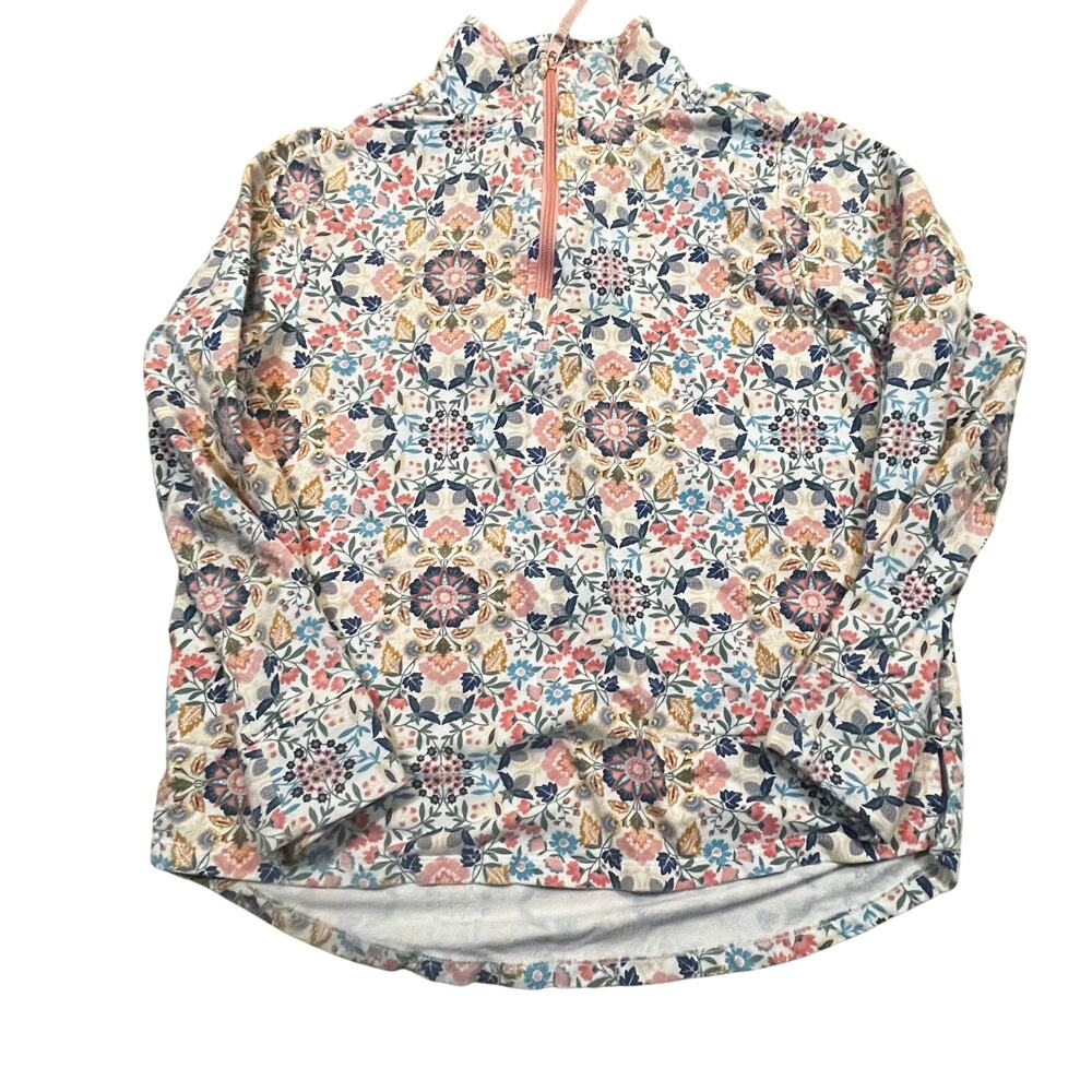Vera Bradley Floral Half Zip Pullover Womens Medium Lightweight French terry